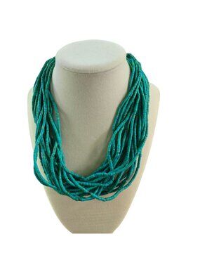 Vintage Multistrand Turquoise Beaded 16" Necklace With Extender Stunning Classic
